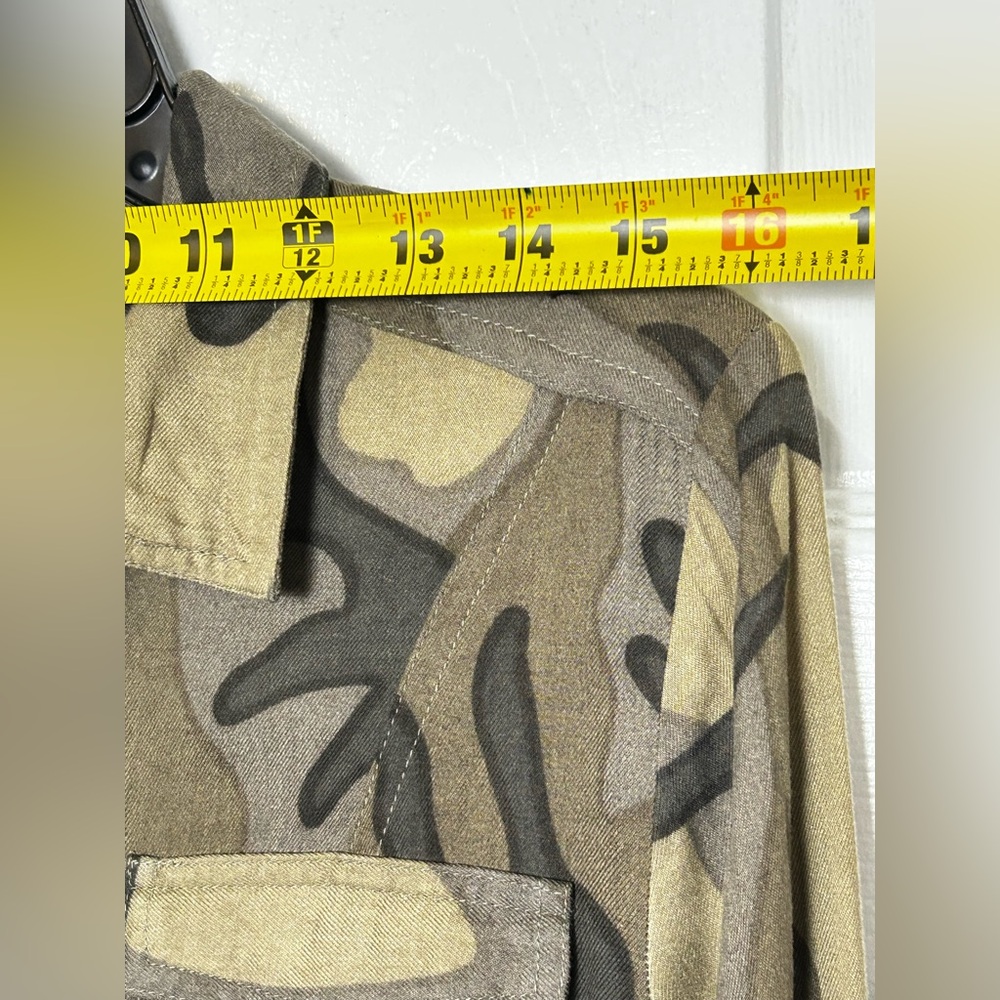 Japna Women’s Small Camo Shirt Dress Long Sleeve Button Front Tie Waist - Picture 10 of 14